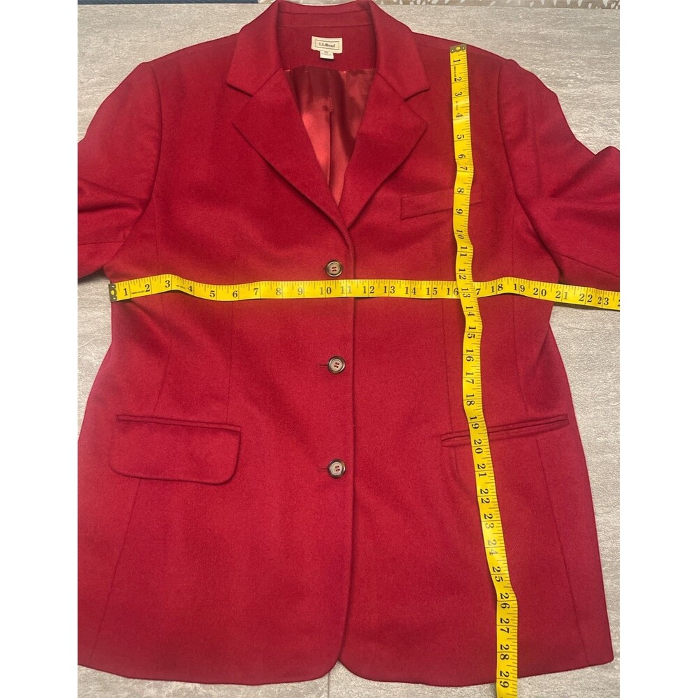 LL Bean 18R Cashmere Wool Blazer Jacket Valentine's Day Red Classic Workwear - Picture 2 of 9